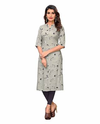 Grey printed rayon party-wear-kurtis 1