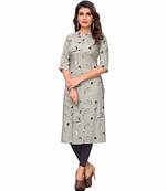 Grey printed rayon party-wear-kurtis