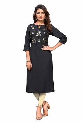Black embroidered rayon party-wear-kurtis 1