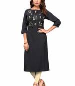 Black embroidered rayon party-wear-kurtis