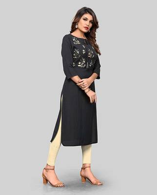 Black embroidered rayon party-wear-kurtis 3