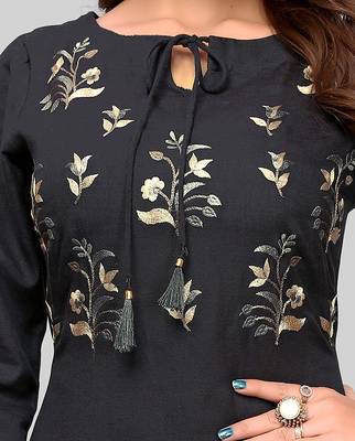 Black embroidered rayon party-wear-kurtis 4