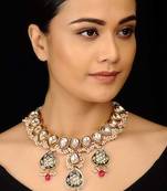 Polki And Pearls Cluster Necklace