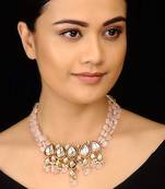 Polki And Rose Quartz Necklace