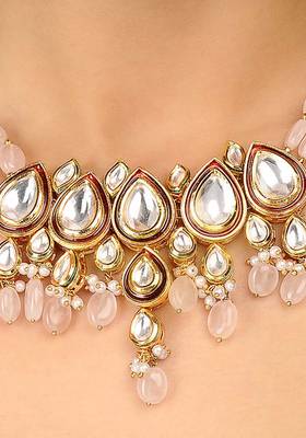 Polki And Rose Quartz Necklace 2