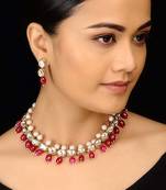 Kundana Nd Red Stones Choker Necklace Set
