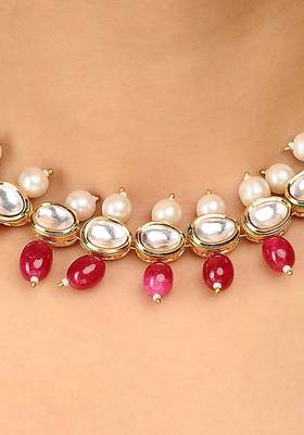 Kundana Nd Red Stones Choker Necklace Set 2