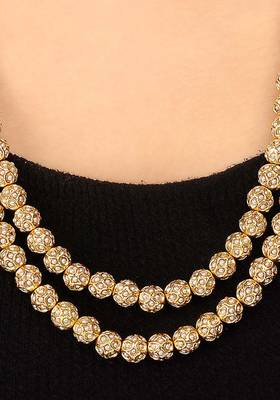 Pearls And Jadau Gold Plated Necklace 2