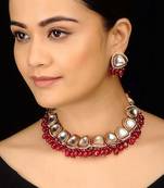 Polki And Red Stones Necklace Set