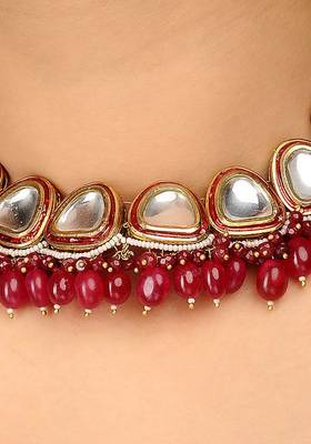 Polki And Red Stones Necklace Set 2
