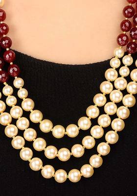 Kundan And Pearls Red Stones Necklace 2