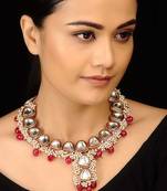 Polki And Pearl Cluster Necklace