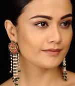 Red And Green Punjabi Jadau Earrings