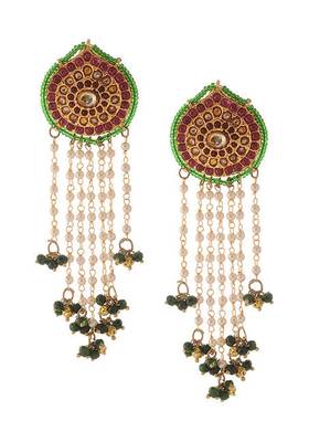 Red And Green Punjabi Jadau Earrings 2