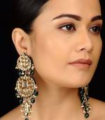 Kundana Nd Green Stones Chandbali Earrings