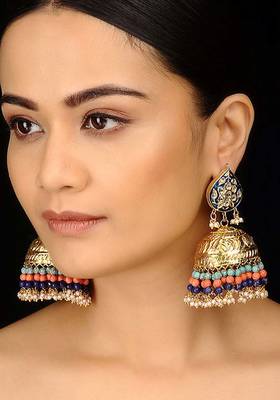 Blue Meenakari  Gold Plated Jhumka 1
