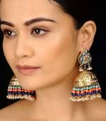 Blue Meenakari  Gold Plated Jhumka