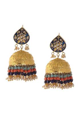 Blue Meenakari  Gold Plated Jhumka 2