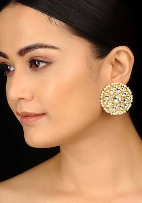 Kundan And Pearls Gold Plated Studs 1