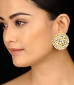 Kundan And Pearls Gold Plated Studs