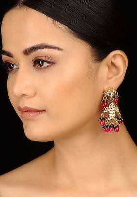 Red And Green Kundan Earrings 1