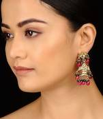 Red And Green Kundan Earrings