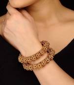 Gold Plated Temple Work Floral Bangles