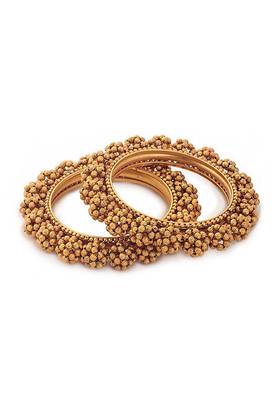 Gold Plated Temple Work Floral Bangles 2
