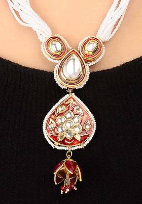 Meenakari And Polki Pearls Necklace 2