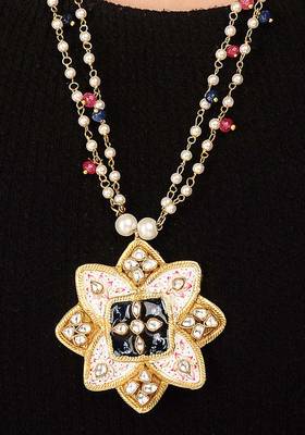 Pink Handpainted Floral Pendant Necklace 2