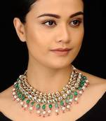 Kundan  Red And Green Choker Necklace Set
