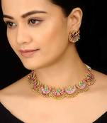 Polki Red And Green Choker Necklace Set