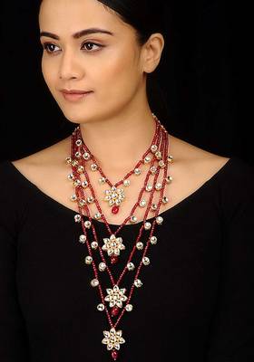 Kundan And Red Stones Rani Haar Necklace 1