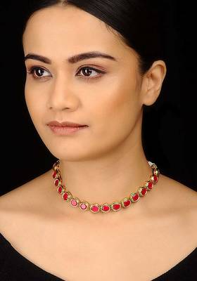 Red Kundan Delicate Choker Necklace 1