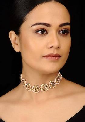 Floral Kundan And Pearls Choker Necklace 1