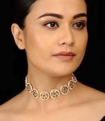 Floral Kundan And Pearls Choker Necklace