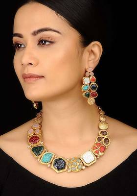 Multicoloured Stones Necklace Set 1