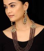 Brown Stones And Kundan Long Necklace Set