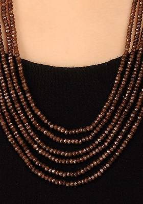 Brown Stones And Kundan Long Necklace Set 2