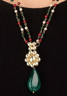 Multicoloured Delicate Polki Pendant 2