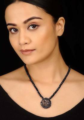 Black Onyx And Zirconia Pendant Necklace 1
