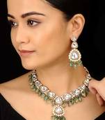 Victorian Polki Green Stones Necklace Set