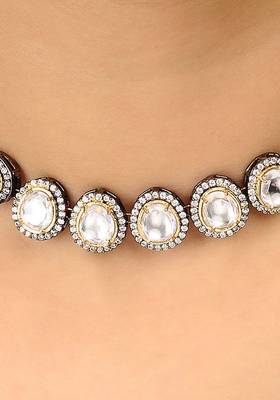 Victorian Polki And Zirconia Choker Necklace 2