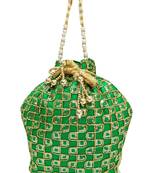 Shree Shyam Products Silk Ethnic Potli With Metal Bead and Jari Work (Green)