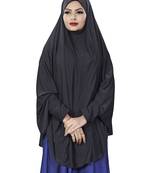 Justkartit Black Plain Lycra Stretchable Stitched Islamic Namaz Chaderi Hijab With Veil And Sleeves