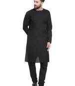 Black Plain Linen Kurta Pajama