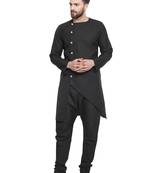 Black Plain Linen Kurta Pajama