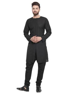 Black Linen Plain Kurta Pajama 1