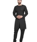 Black Linen Plain Kurta Pajama