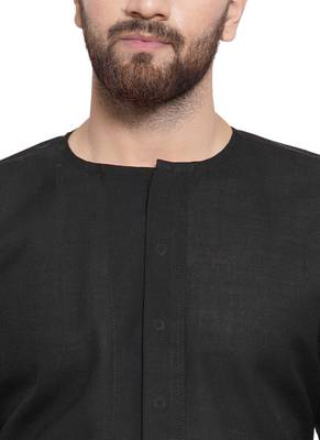 Black Linen Plain Kurta Pajama 2